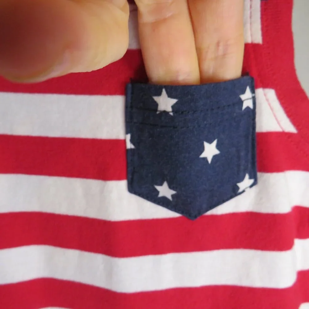 The Children's Place Patriotic Baby Romper 3-6 Months USA Flag Stars & Stripes
